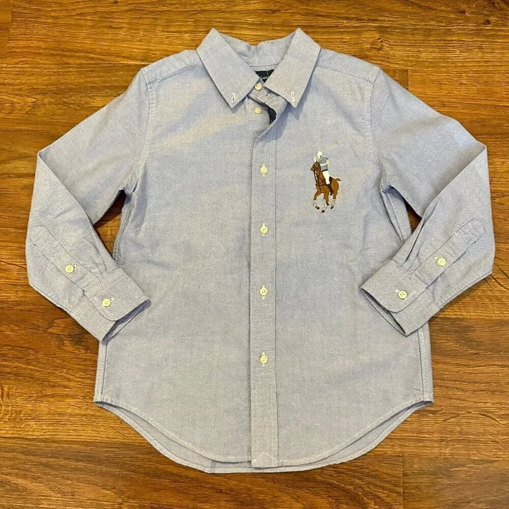 Ralph Lauren cotton twill large pony embroidered logo button front shirt